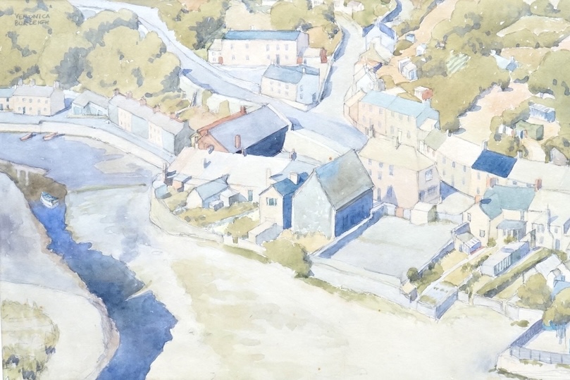 Veronica Burleigh, View below Clifton Suspension Bridge, watercolour, signed, 25 x 36cm